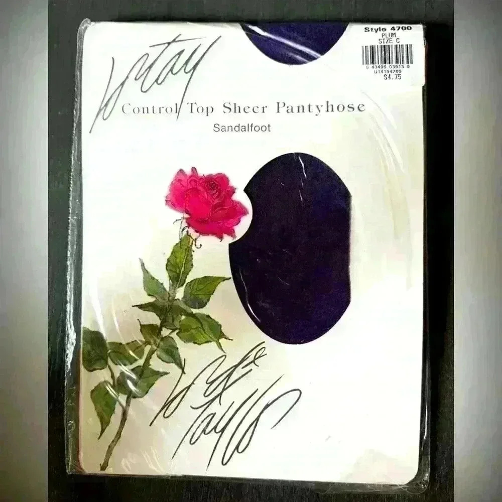 VTG 80’s Lord And Taylor Control Top Sheer Pantyhose Plum Color Sizes D & C